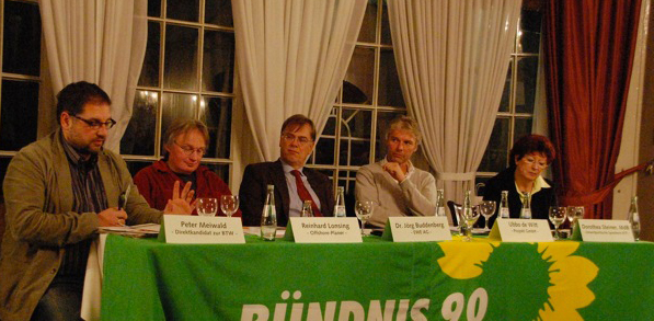 V.l.n.r.: Peter Meiwald, Reinhard Lonsing, Dr. Jörg Buddenberg, Ubbo de Witt, Dorothea Steiner (MdB)